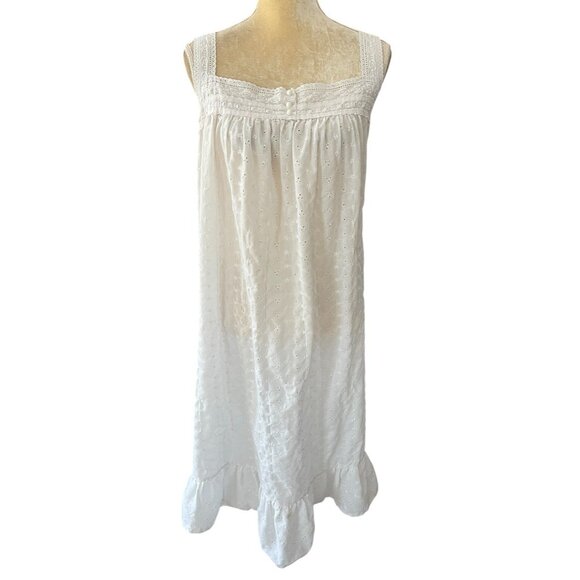 Willow Creek Vintage Cotton Eyelet Nightgown Cottagecore Prairie Ruffled Medium - Picture 2 of 10